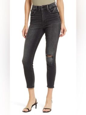 💵Good American Good Waist Crop Jean in Black157 Size 14/32